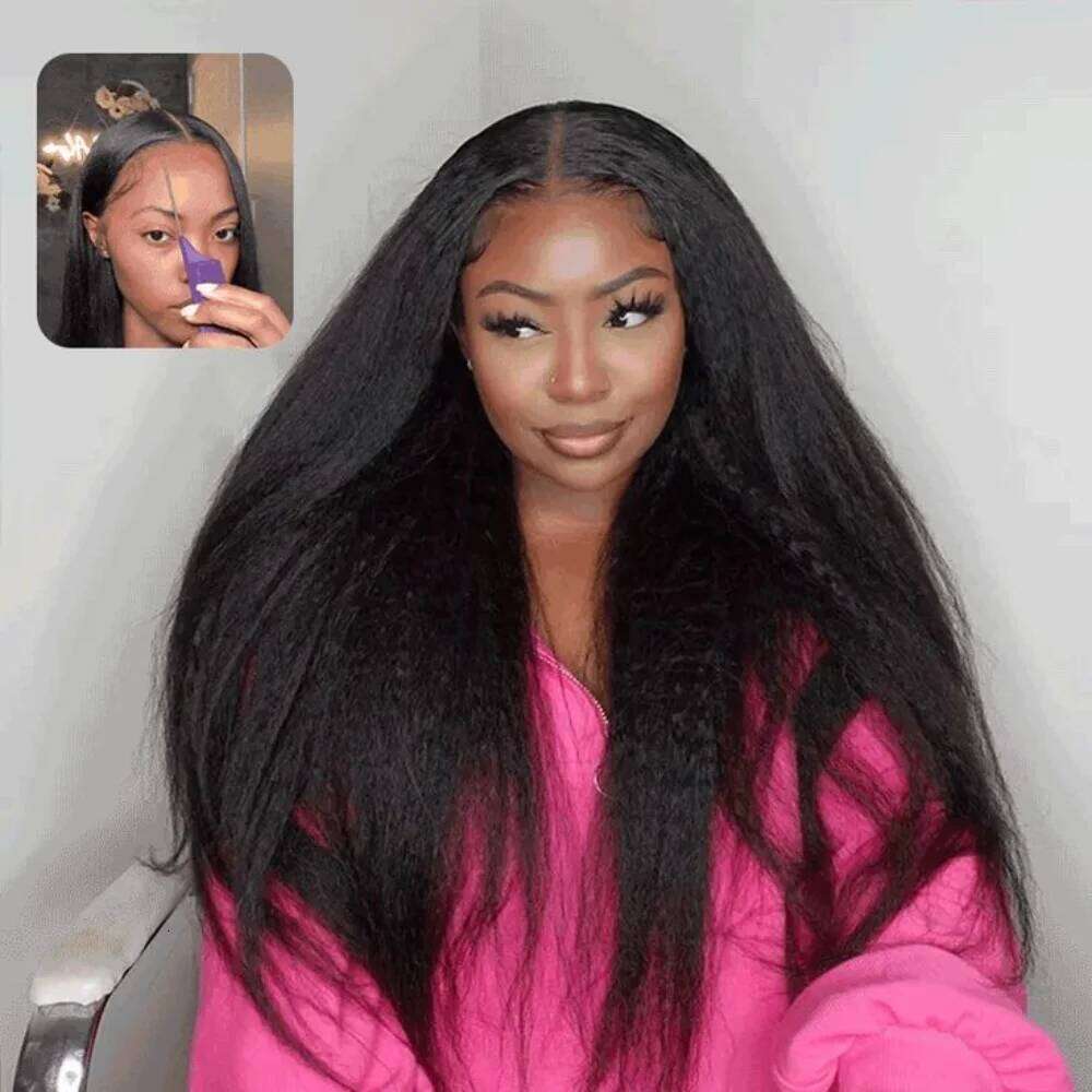Kinky Lace Front Pre Plucked With Baby 13x4 Hd Transparent Brazilian Yaki Straight Human Hair Wigs