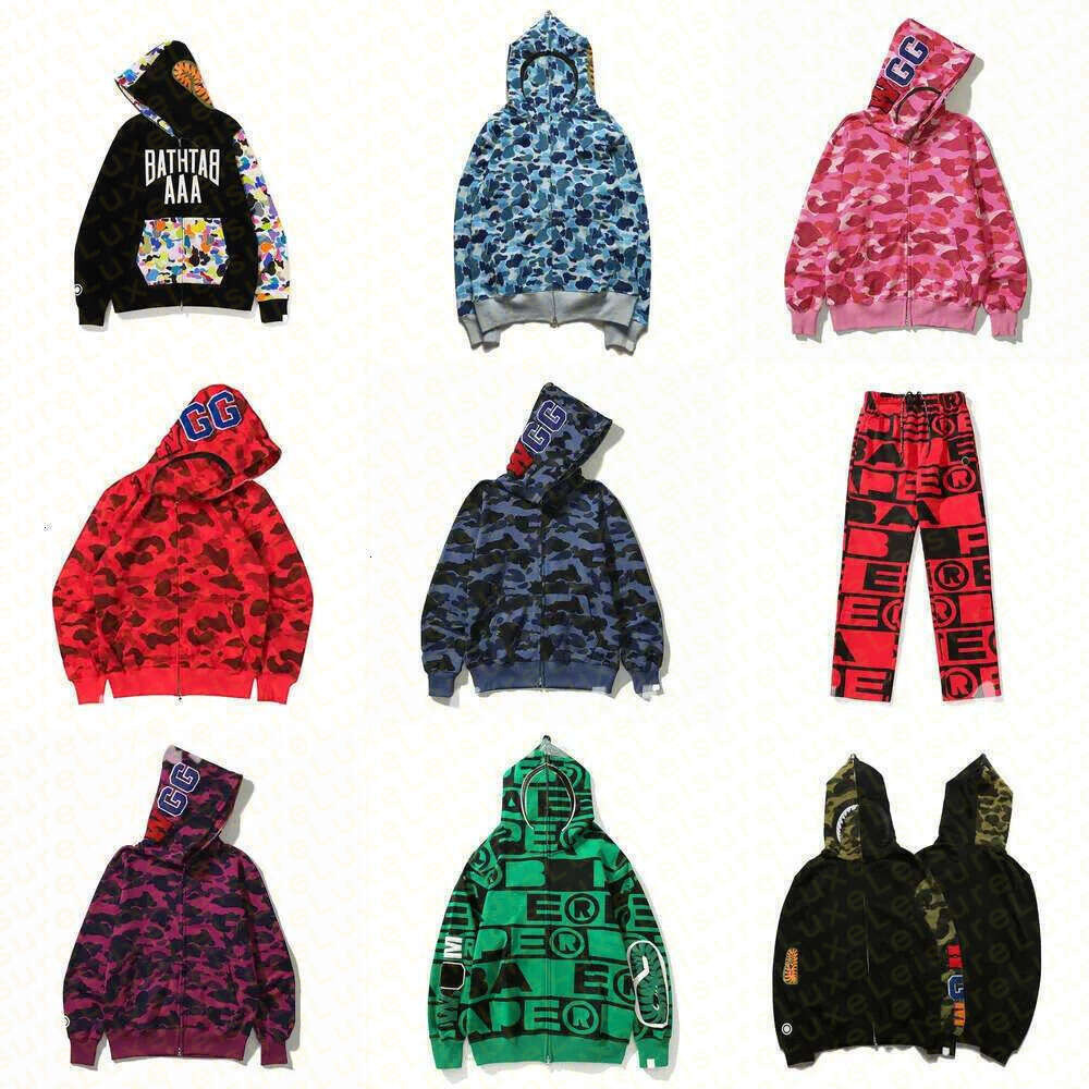 Bapi hoodie Mens Designer Hoodie Shark Hoodies Men Women Stylist Jacket Hoody Full Zip Up Shark Hoodie Sweatshirt Harajuku Embroidered tiger babe streetwear 7b5