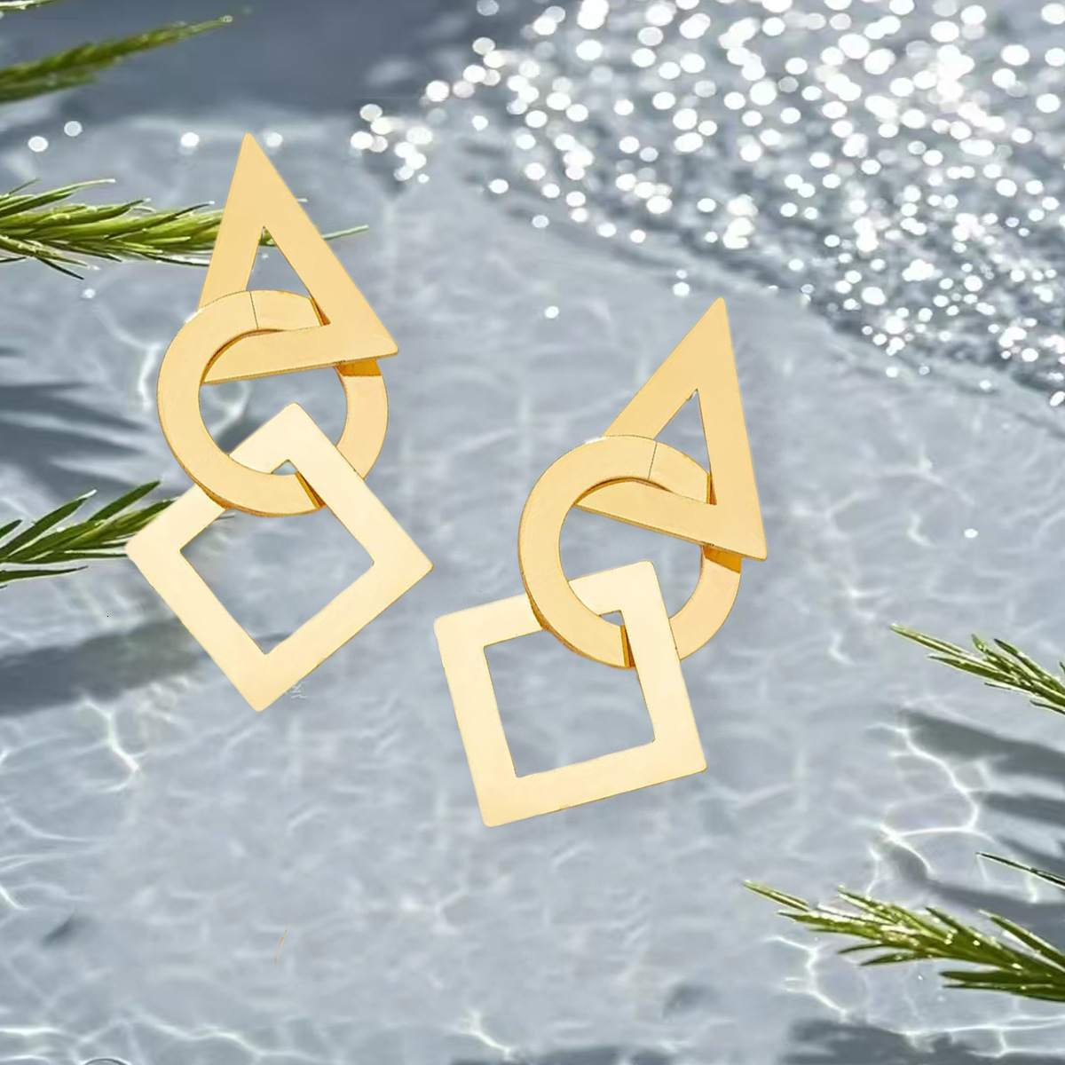 Personality Geometric Patchwork Earrings Trendy Fashion Simple Elegant Women's Ear Jewelry