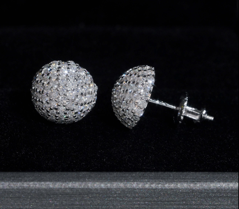 High Quality Hip Hop Iced Out Screw Back 925 Silver Men Moissanite Stud Earrings