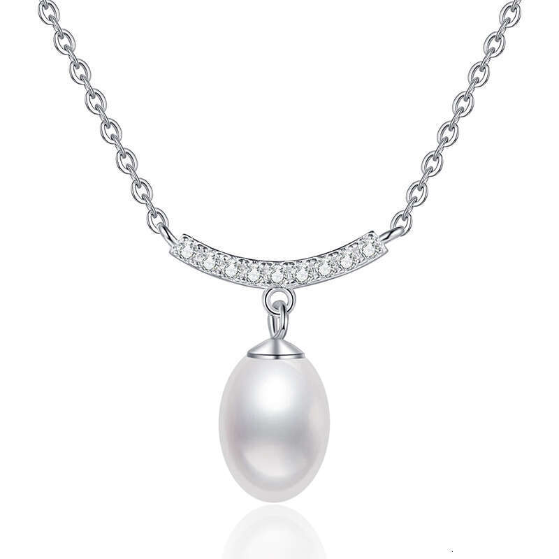 S925 Pure S925ier Necklace for Women, MoiS925S925anite Necklace, Natural FreS925hwater Pearl, S925imple S925mile Pendant cf2