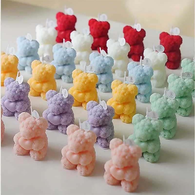 Personalized Candles Gift Guests Aromatic Candles Romantic Rose Bear Candle for Candlelight Dinner W250704