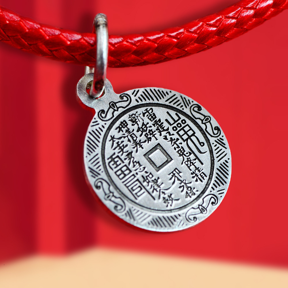 Mountain Ghost Pendant, Tibetan Nine Palaces Eight Trigrams Pendant S Sier Bracelet Buddha Beads DIY Cultural Play Accessories