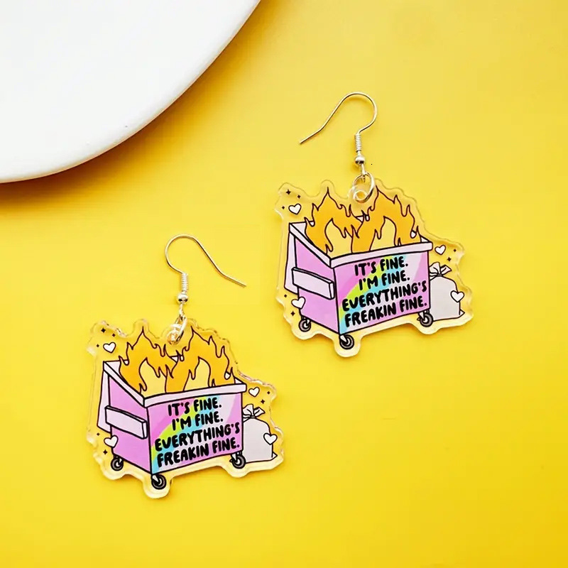 Cute Book Funny English Sign Earrings Graffiti Stickers TEMU Xiyin