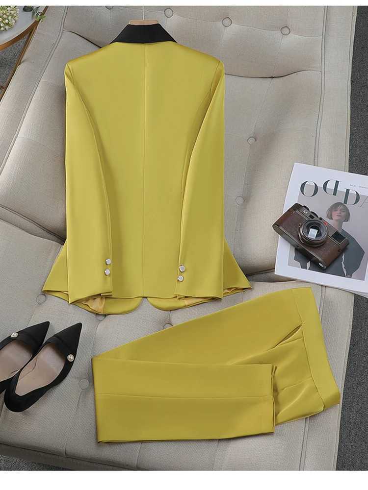 ZJYT Elegant Womens Blazer Pants Sets Autumn Fashion Shawl Collar Jacket Trousers Suit Office Lady Work Outfit Matching Set X250704