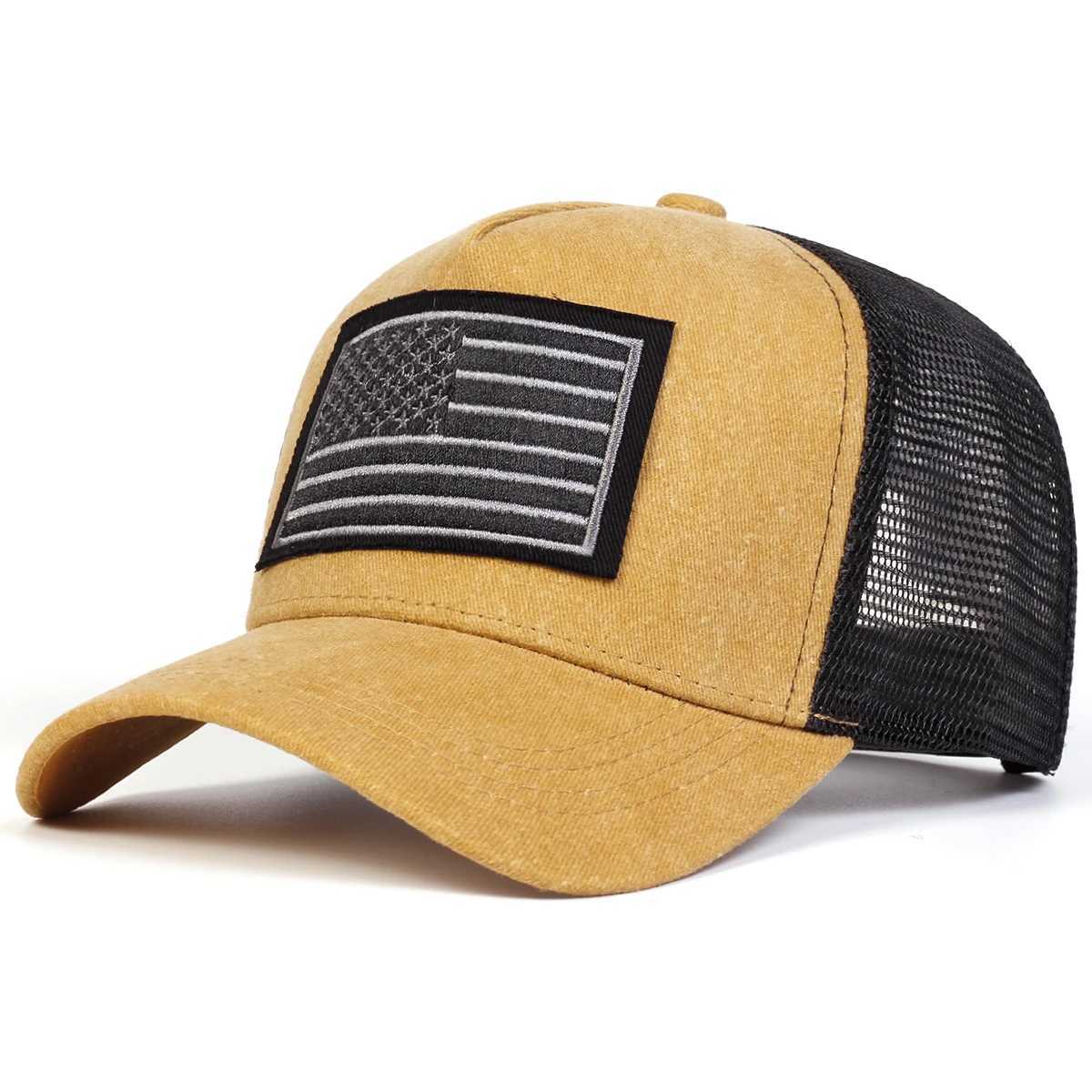Unisex Flag Embroidery Washed Baseball Net Caps Spring and Summer Outdoor Adjustable Casual Hats Sunscreen Hat X250704
