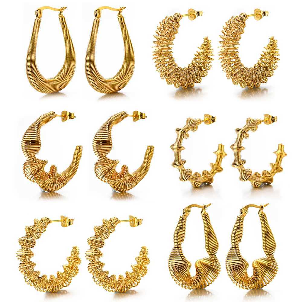 1 Pair Stainless Steel Twisted Women Hoop Huggie Earrings Settings Waterproof Personalized Ear Jewelry Supplies Y250704