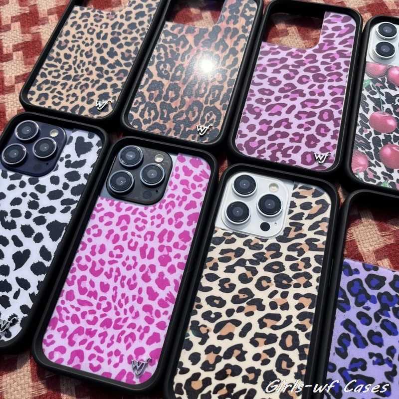 Wildflower Girls Leopard Print Phone Case for iPhone 12 13 14 15 16 Pro Max Plus 16Pro Fashion WF Ry Tiger Cover Cases R250703