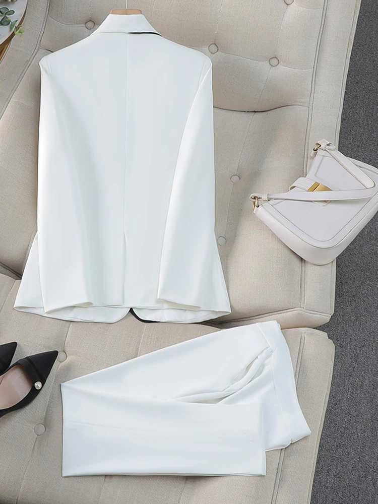 ZJYT Office Lady One Button Blazer Trousers Sets Womens Suit Pants Sets Elegant Conjuntos Para Mujeres 2 Piezas Business Outfit X250704