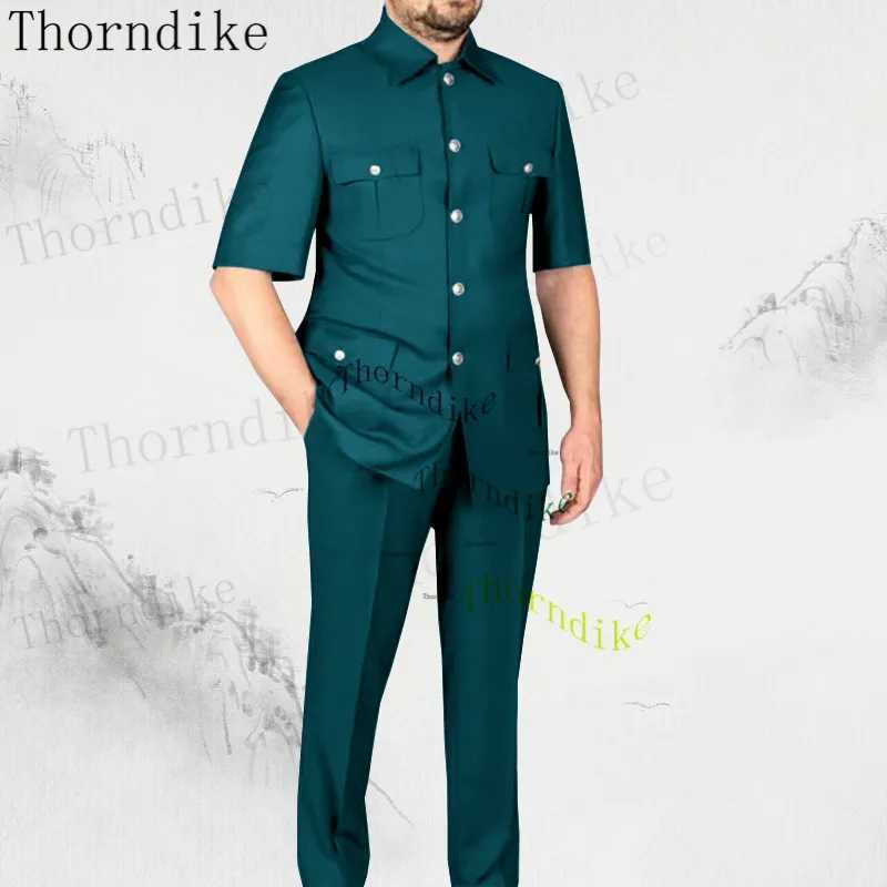 Thorndike Tailor-Made Men Suit 2 Pieces Classic Dark Gray Wedding Suit For Men 2023 Slim Fit Groom Tuxedos Costume Mariage Homme X250704