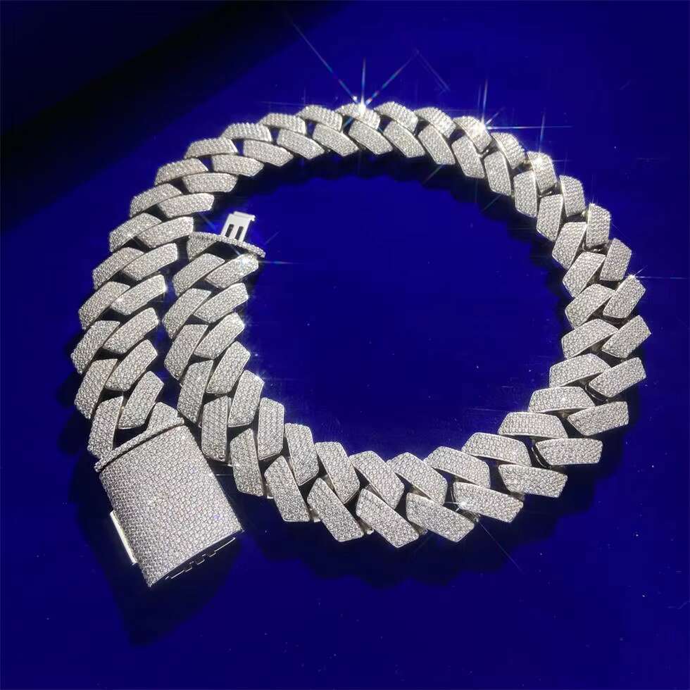 Hip Hop Boys Men VVS Moissanite Diamond Jewelry 14K 18K Gold Plated Rhodium 26mm 925 Sterling Silver Cuban Link Chain Necklaces