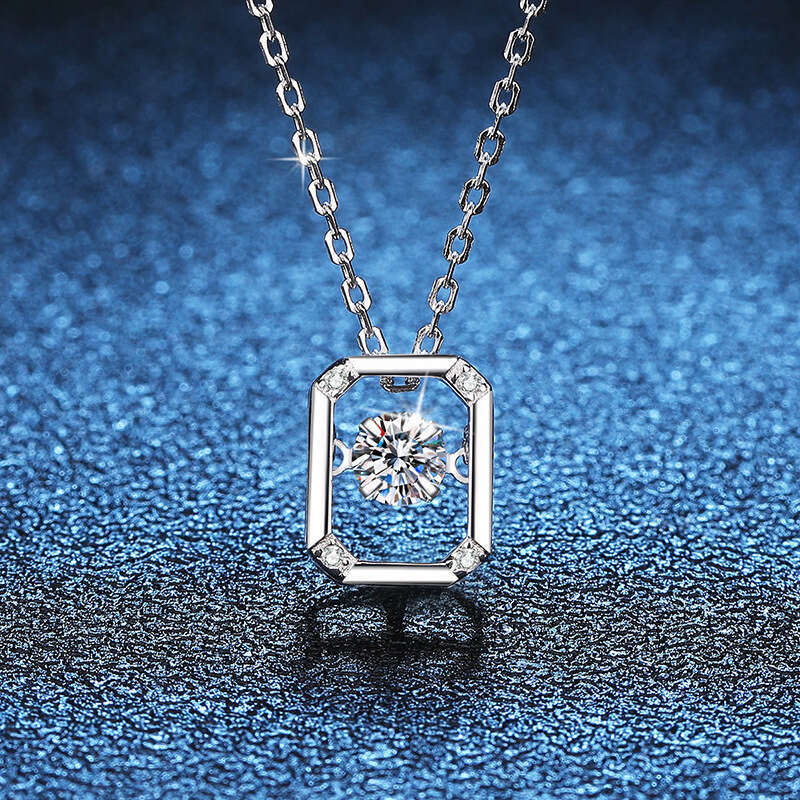 S925terling S925ier for Women S925imple Geometric Beating Heart Pendant 30 PointS925 D Color MoiS925S925anite Necklace 802