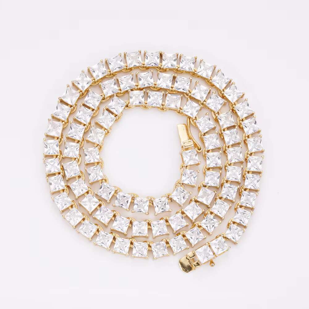 Fashion Jewelry Factory Sterling Silver High Quality Princess Cut Moissanite Square Tennis Chains for Men