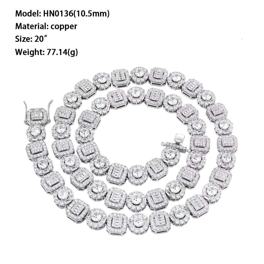 Real Sterling Silver White Gold Tone Ice Cube Cluster Square Links Ghost Hip Hop Men Tennis Chain Necklace