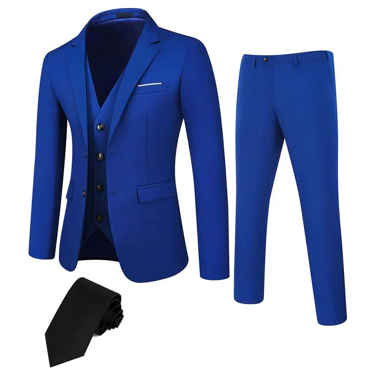 2023 Mens Business Suit Set Groomsmen Regular Fit-Tuxedo Jacket+Trousers Men Suit Set Lapel Formal Stylish Buttons Pockets X250704