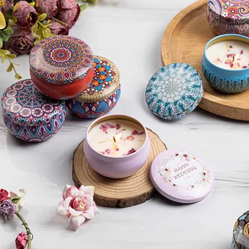 1PCS Vintage Candle Soy Wax Flower Fragrance Scented Candle Home Decoration Candle Jars for Wedding Ceremony Birthday Gift W250704