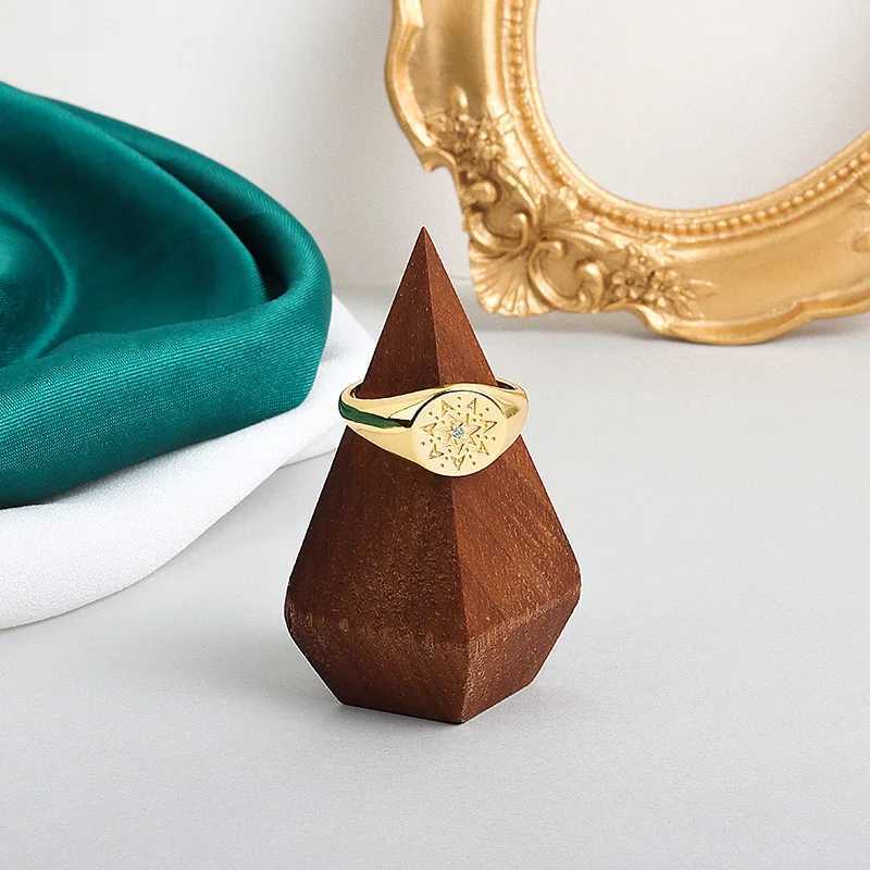 925 Sterling Silver New Simple Flower Eye Gold Color Rings Retro Distressed Opening Handmade Ring Fashion Fine Jewelry Y250704