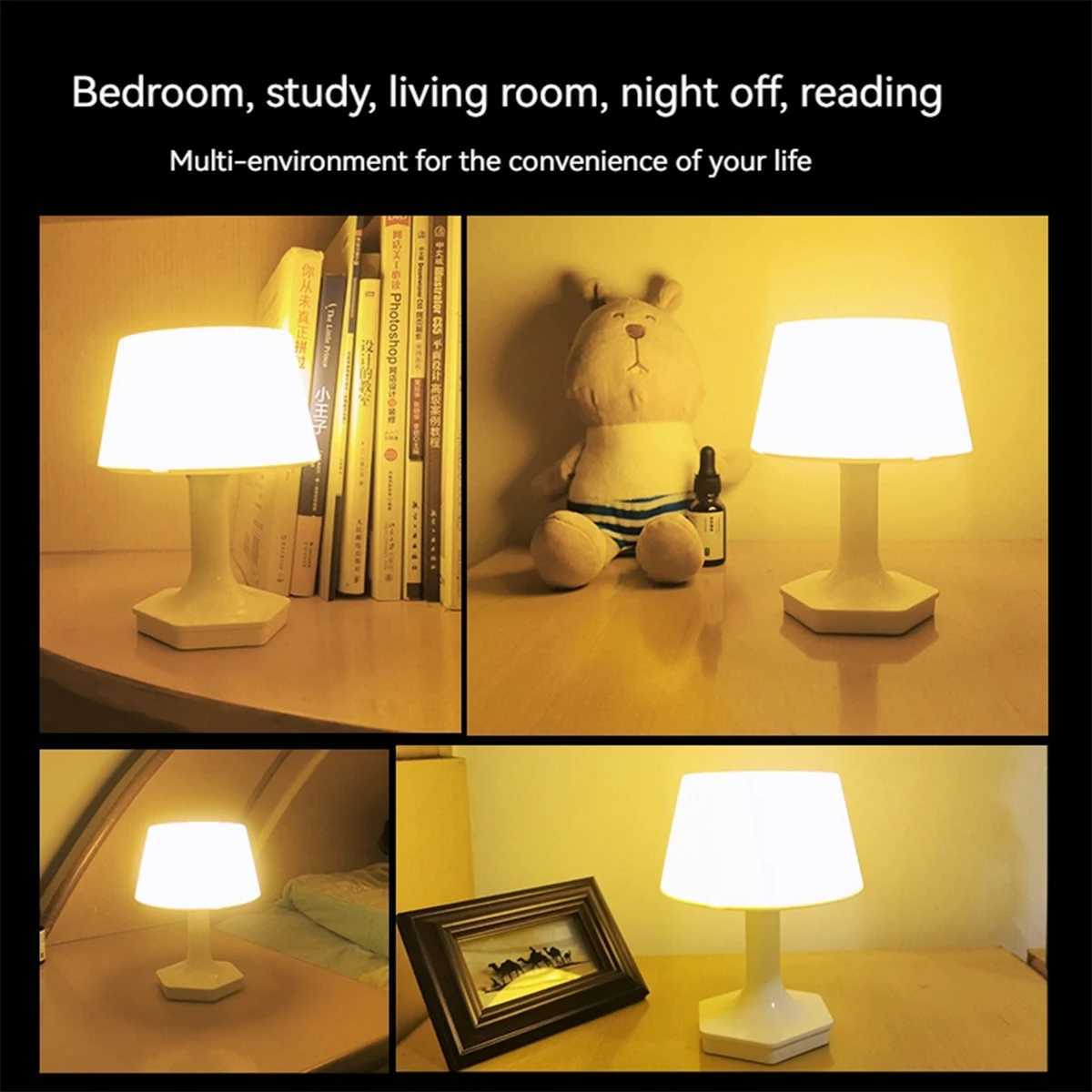 USB Rechargeable Bedside Lamp Two Colors Switch Desk Lamp Night Light Eye Care For Bedroom Study Reading Decoration Table Lamp XJ250703
