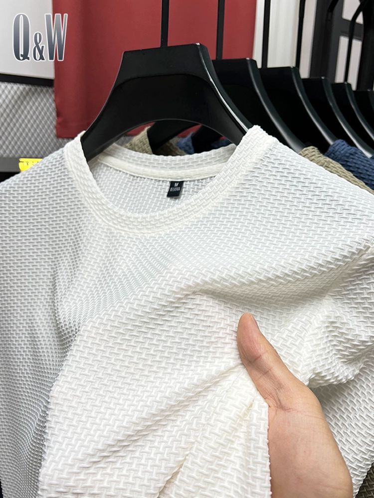 Bamboo Fiber Mesh Designer Short Sleeves Ice Silk T-shirt Men Short Sleeve Round Neck 2023 New Hot Sale Blood Men Base Shirt Summer Solid Color Thin