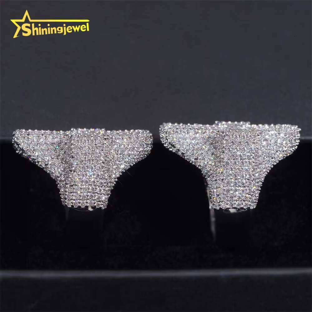 Fine Iced Out Baguette Hip Hop Jewelry Ring Custom 925 silver Moissanite Diamond Rhodium Plated Unisex Cross Ring for Men