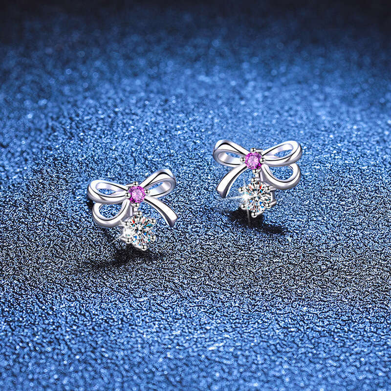 S925 Pure S925ier for Women Light Bowknot D Color 20 PointS925 MoiS925S925anite EarringS925 948
