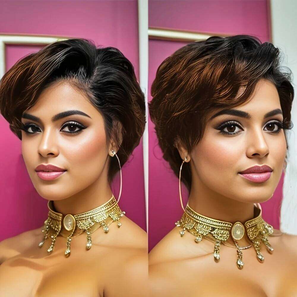 13x4 Lace Front Pixie Cut Wigs Human Hair for Women Transparent Frontal Natural Wave Wig