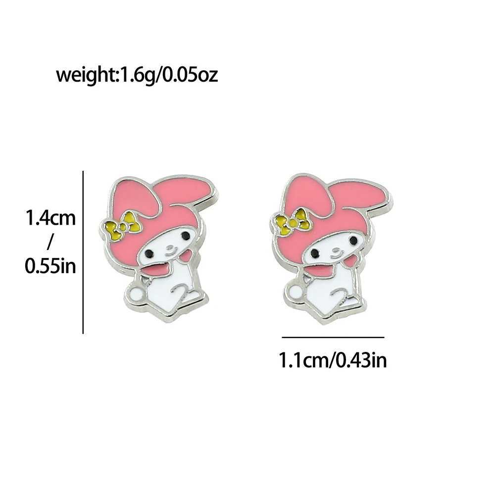 Sanrio Hello Kitty Melody Crystal Stud Earrings for Women Silver Plated Sanrio w250716