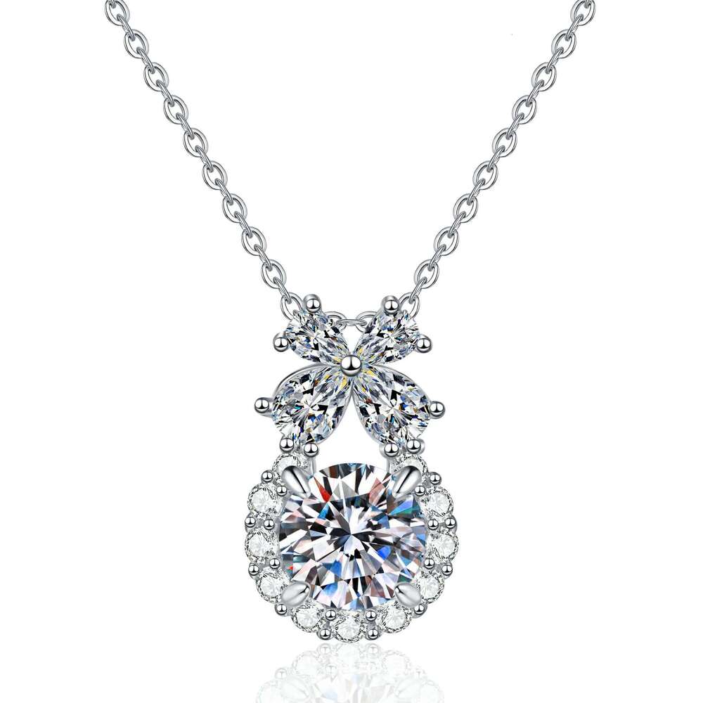S925 S925terling S925ier Flower Perfume Bottle High-end MoiS925S925anite Necklace for Women e6c