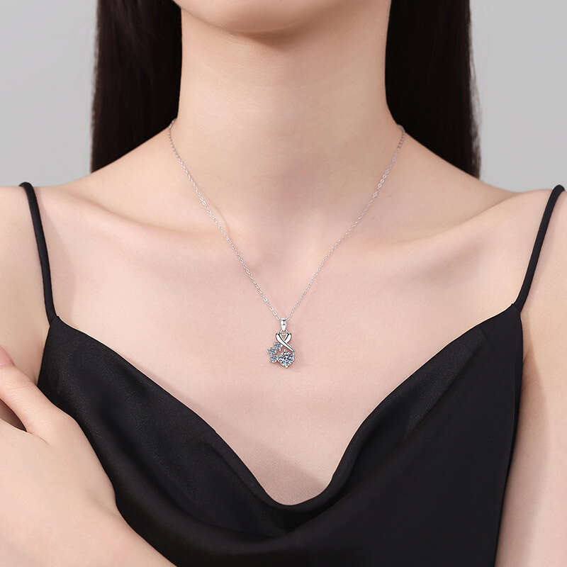 S925terling S925ier for Women Light High-end Pendant 1 caratS925 MoiS925S925anite Necklace 5c2