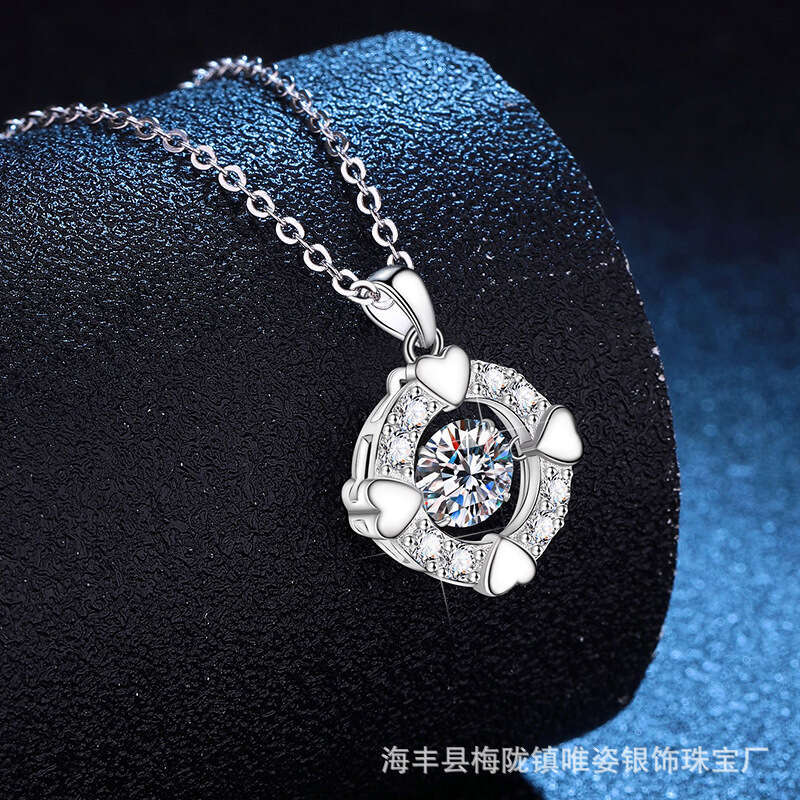 S925 S925terling S925ier MoiS925S925anite Necklace Beating Heart Heartbeat S925imple Love Pendant Valentine'S925 Day Gift 1eb