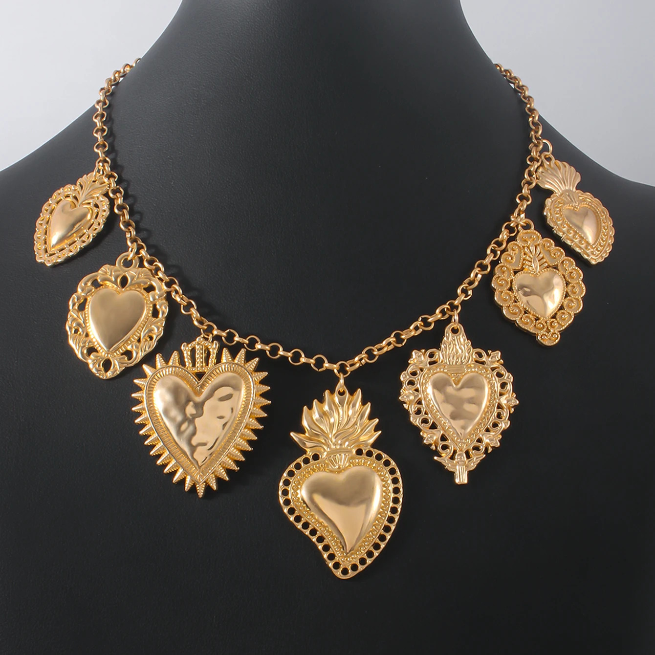 Fashion Exquisite Womens O-chain Choker Necklace Geometric Irregular Heart-shaped Pendant Necklace Y2K Daily Party Jewelry 250701