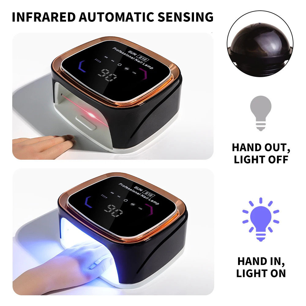 Professional Nail Art UV LED Light Rechargeable Dryer Smart Wireless HD Display Nail Drying Light for Fast Curing of All Gels 250627