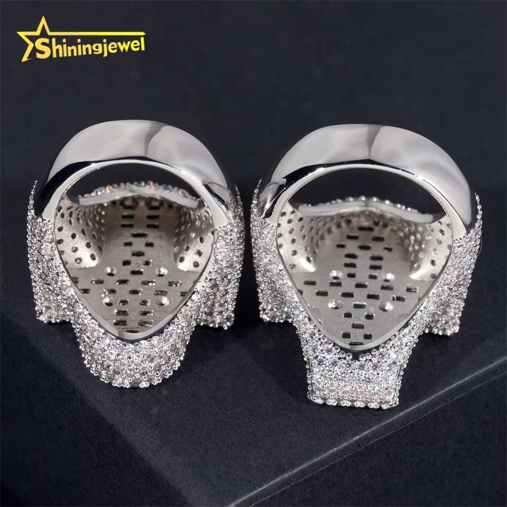 Fine Iced Out Baguette Hip Hop Jewelry Ring Custom 925 silver Moissanite Diamond Rhodium Plated Unisex Cross Ring for Men