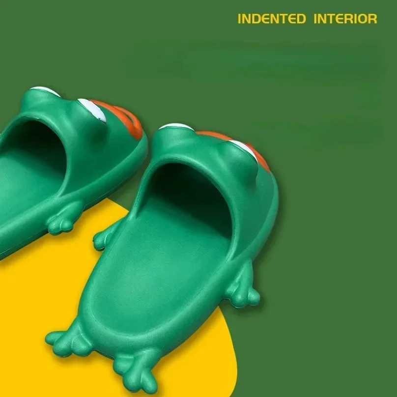 frog flip flops house slippers cloud woman sandals soft sole beach non-slip home shoes platform weird female slides men male W250704