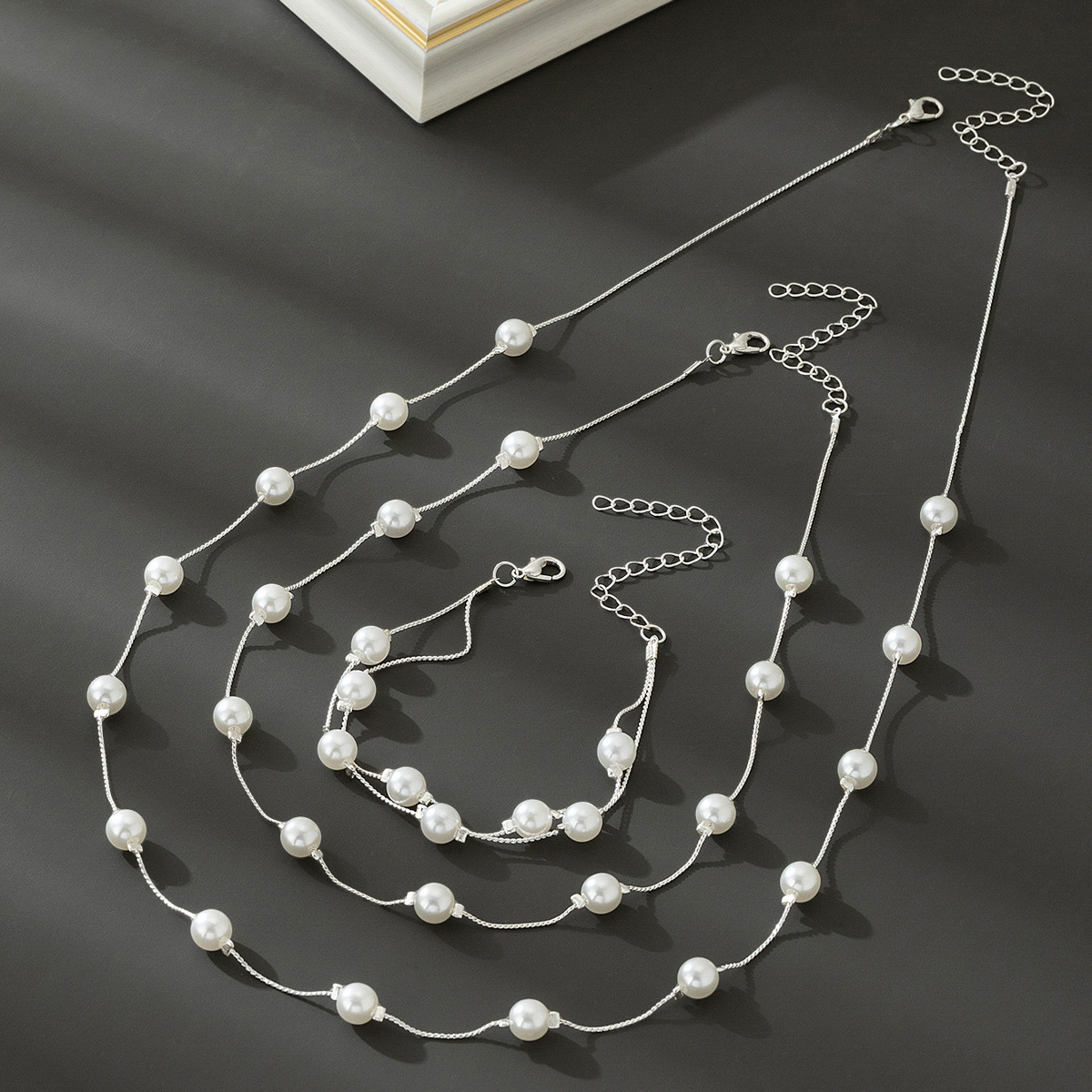 Jewelry Simple Geometric Thin Chain Round 2 Necklace Double Layer Bracelet Personality Light Style