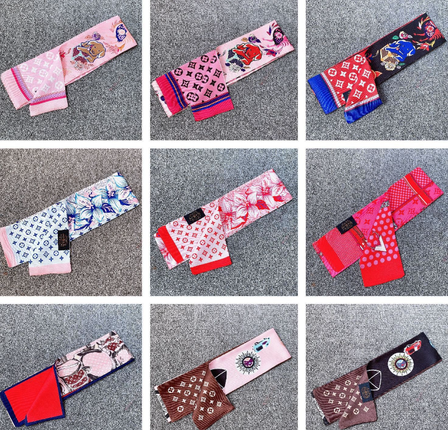 Personality Classic Twilly Womens Headband Fashion Bag Scarfs Designer Scarf for Women Hair Thin Scarves Neck Tie 120-8cm 20style