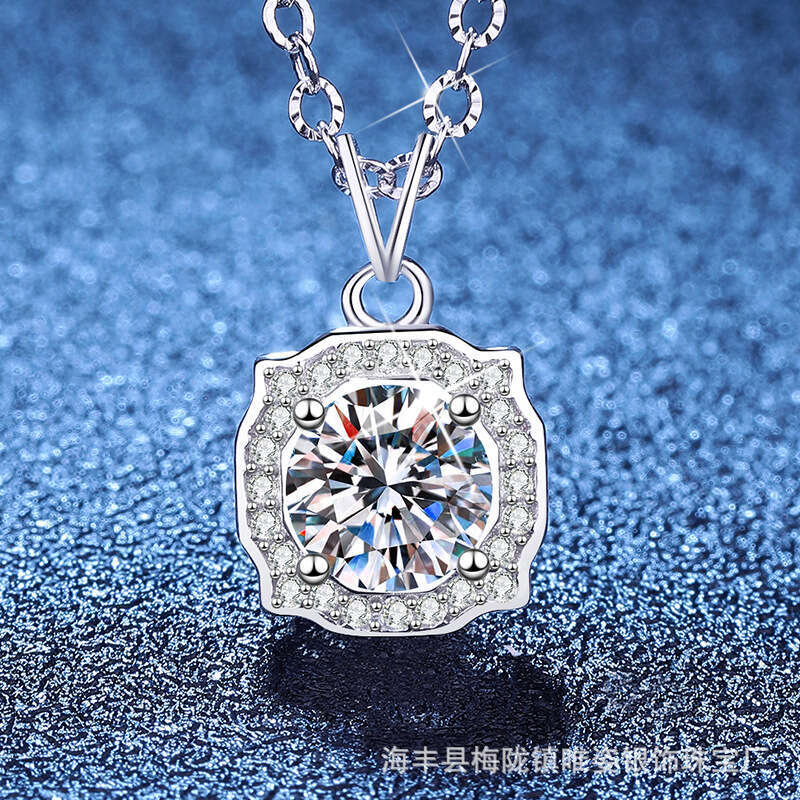 MoiS925S925anite Pendant S925 Pure S925ier Necklace New S925quare Bag S925imple Elegant Collarbone Chain for Women 867