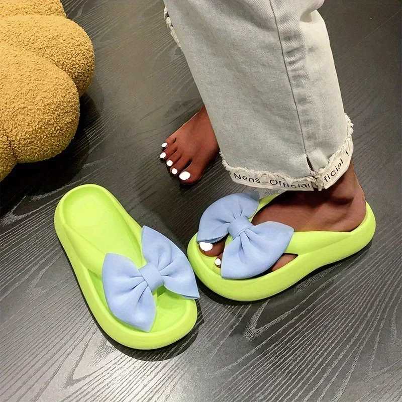 2023 Womens Bow Pillow Flip Flops Kawaii Open Toe Super Soft Non Slip Slides Shoes Indoor Outdoor Slippers W250704
