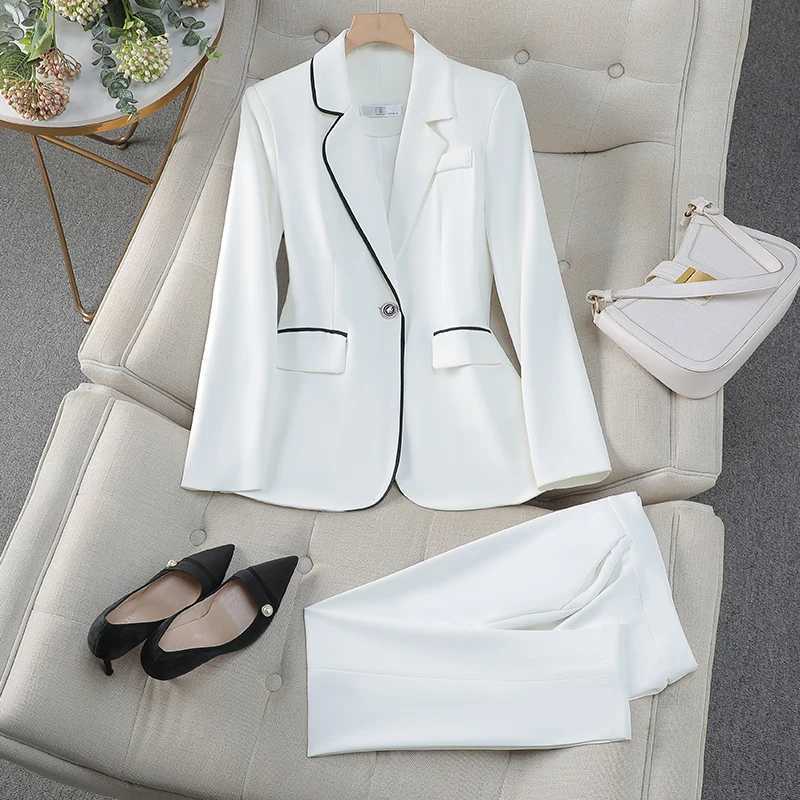 ZJYT Office Lady One Button Blazer Trousers Sets Womens Suit Pants Sets Elegant Conjuntos Para Mujeres 2 Piezas Business Outfit X250704