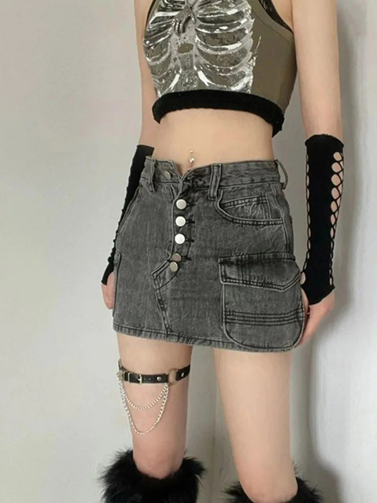 Punk Aesthetic Cyber Retro X-ray Skeleton Print Rib Sleeveless Vest ArmyGreen Crop Top Clothes Women Summer Emo 250704