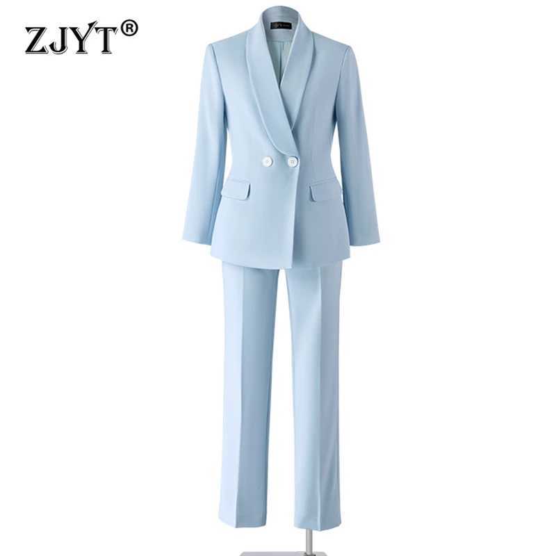 ZJYT Spring Autumn Womens Blazer And Pants Set Elegant Business Chic Formal One-Button Jacket Trousers Suit Two Piece Outfit X250704