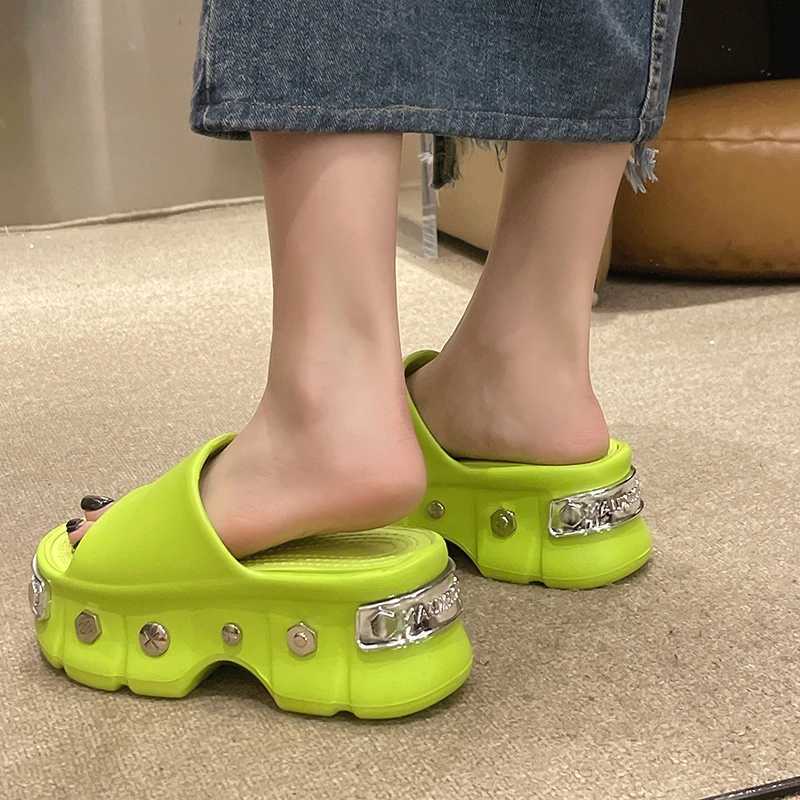 Summer Ins Womens Men Large Size Thick Bottom Sandals Couples Letter Casual Slippers Unisex Adult Beach Shoes Size 35-40 W250704