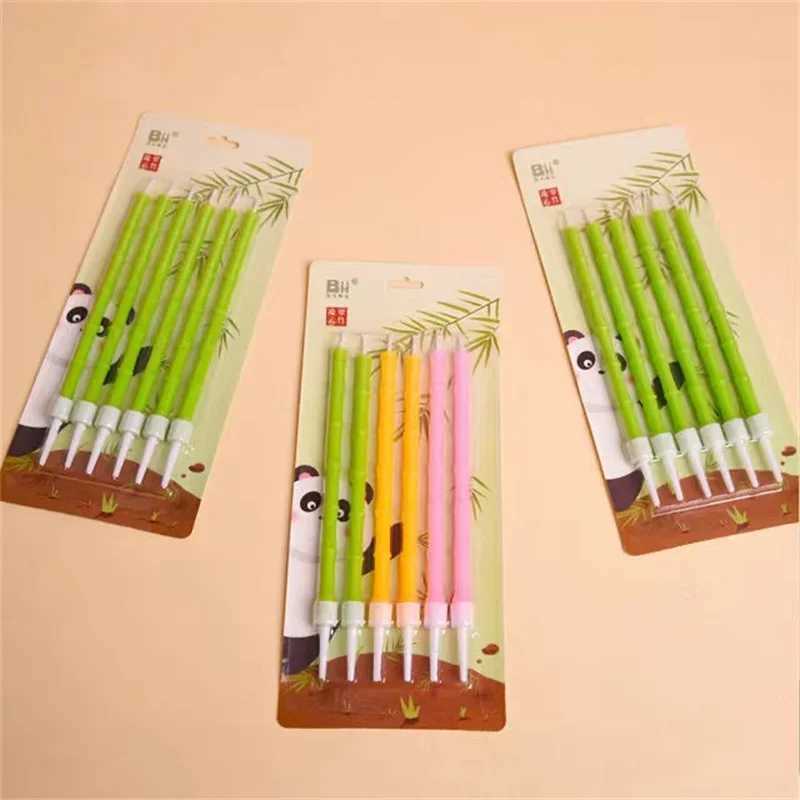 6pcs Green Birthday Candle Child Halloween Sparkles Funny Candle Funny Girl Cake Decoration Party Supplies Wedding Candles W250704