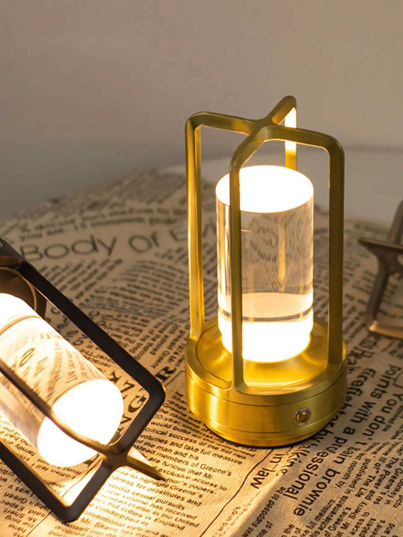 LED Touch Sensor vintage black gold silver Camping Table Lamp fixture rechargeable desktop night light restaurant bedroom decoration XJ250703