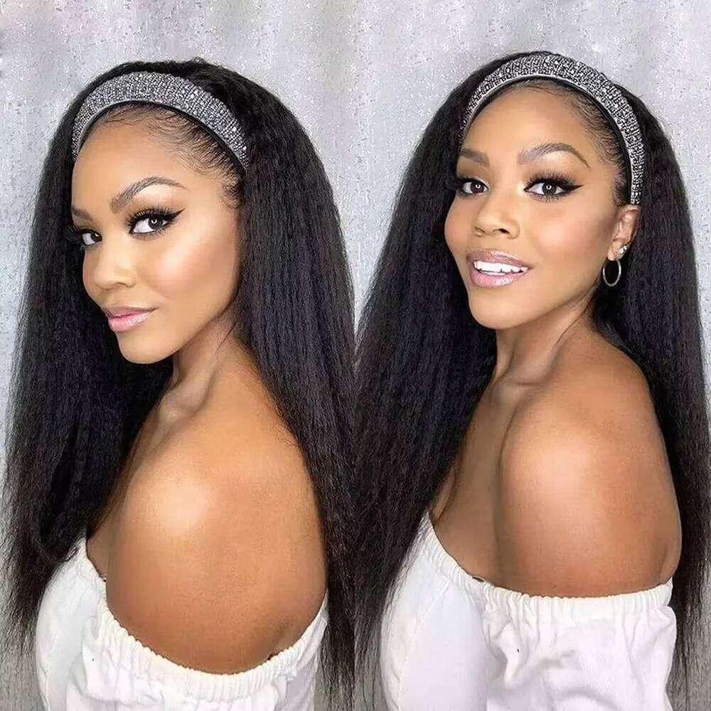 Headband Wigs For Black Women Brazilian Remy Kinky Straight Human Hair Wig Ready To Wear And Go Beginner Friendly