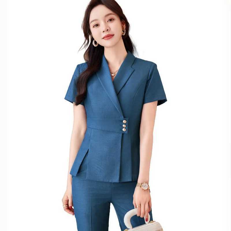 Summer Fabric Professional Women Business Suit with Pants and Jackets Coat Pantsuits Blazers Ladies Work Wear Trousers Set X250704