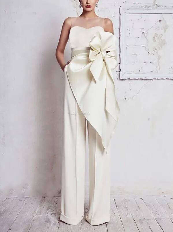 White Double Breasted Blazer Suits Ankle Length X Long Coat Wide Leg Pants Loose Celebrity 2 Pieces Set Custom Made 240219