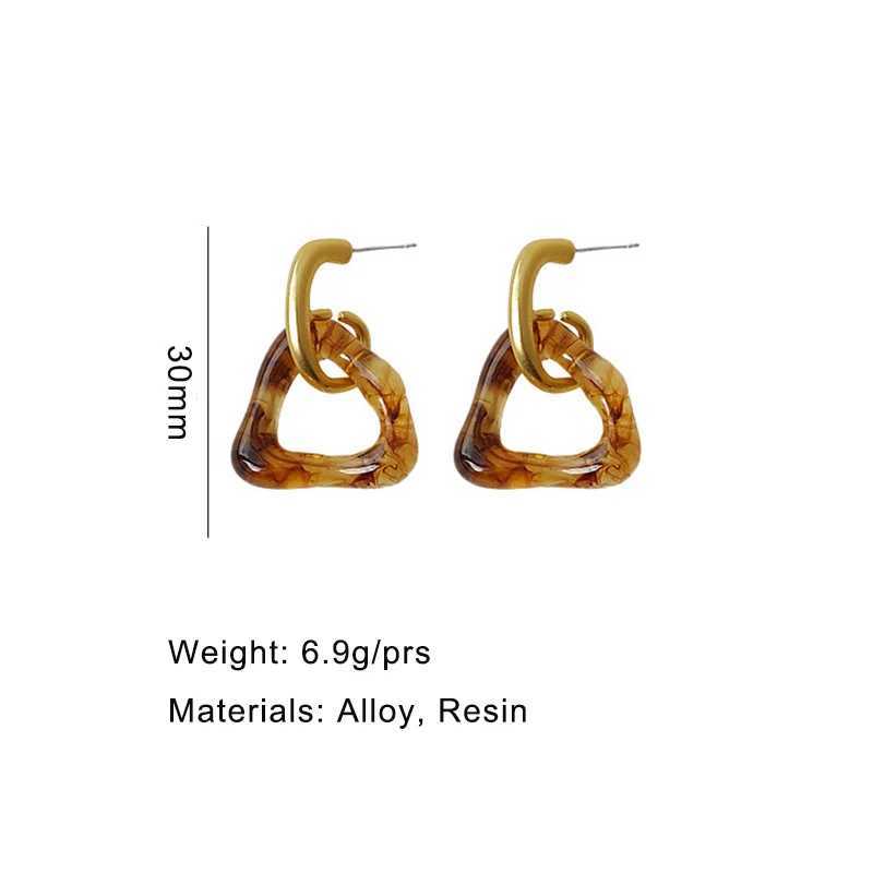 Geometric Brown Resin Metal Drop Post Earrings For Women Fashion Jewelry Trendy New Style Holiday Accessories Wholesale C1750 Y250704