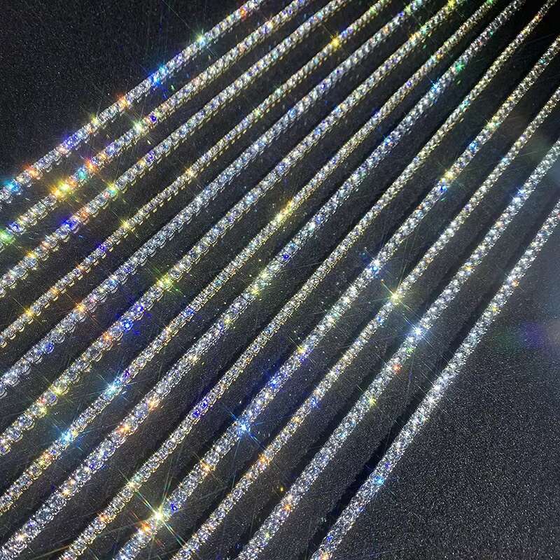 Wholesale Price in Stock 925 Sterling Silver Mossanite Tennis Chain 2mm--6.5mm VVS Diamond Necklace Moissanite Tennis Chain