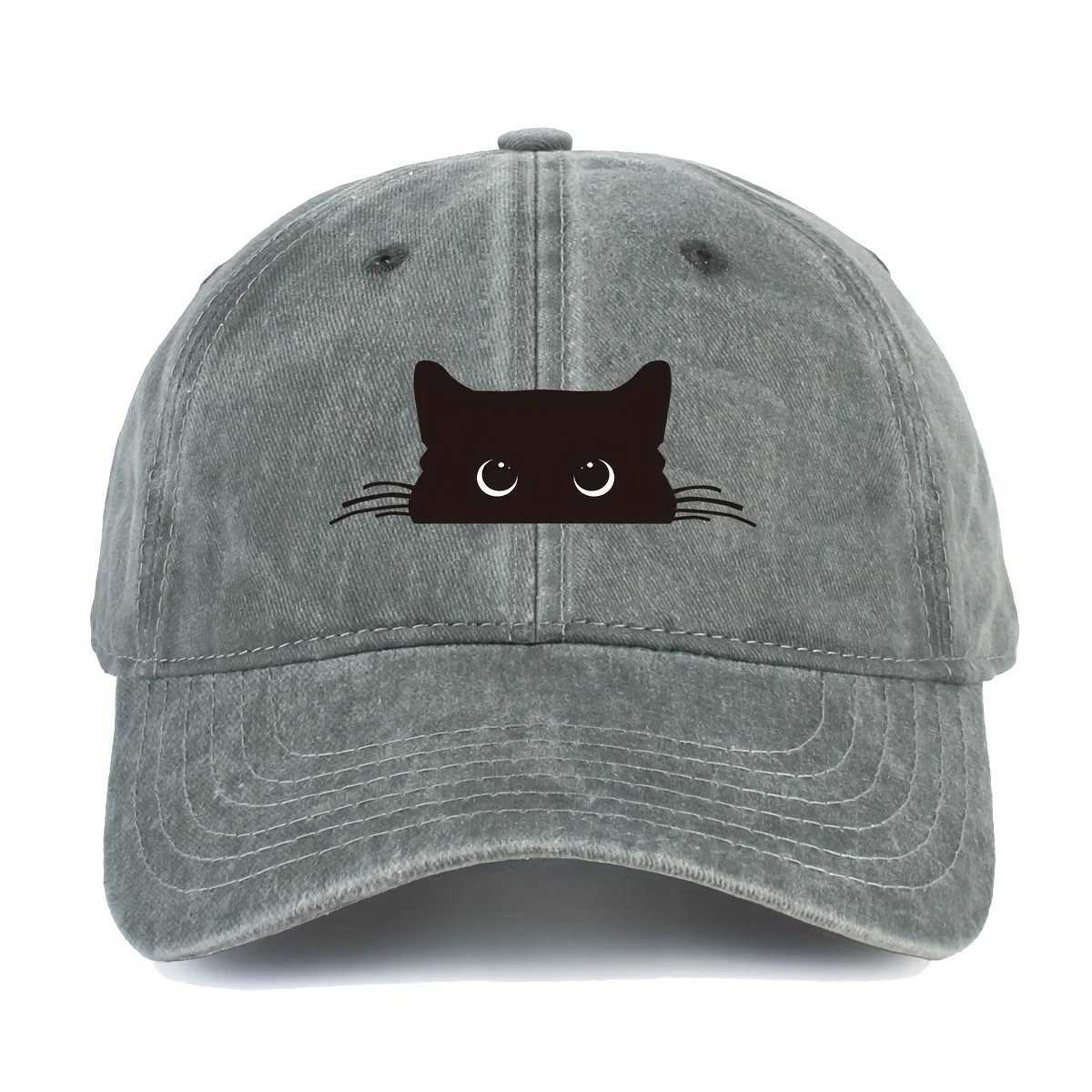 Cute cat print adjustable baseball cap for men and wen casual wear for outdoor travel sun shading duckbill cap X250704